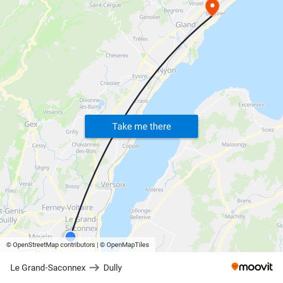 Le Grand-Saconnex to Dully map