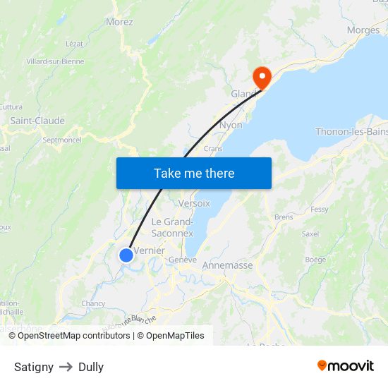 Satigny to Dully map