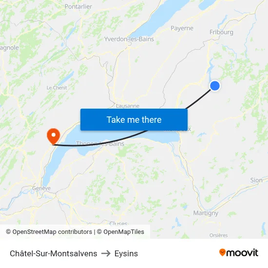 Châtel-Sur-Montsalvens to Eysins map