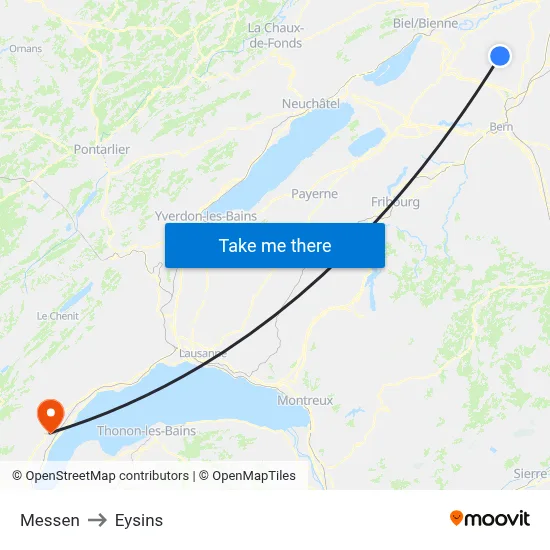 Messen to Eysins map