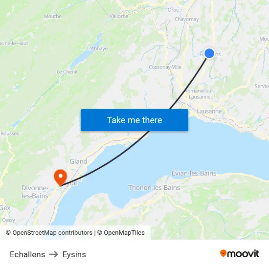 Echallens to Eysins map