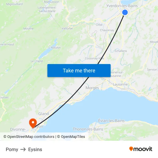 Pomy to Eysins map