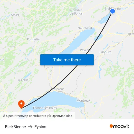 Biel/Bienne to Eysins map