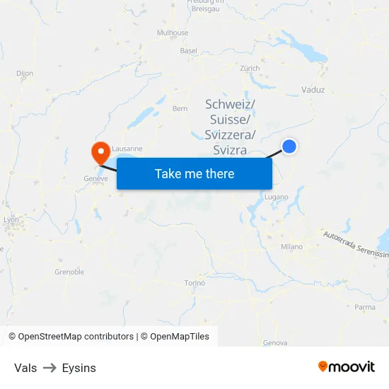 Vals to Eysins map