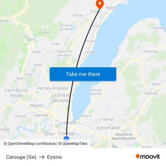 Carouge (Ge) to Eysins map