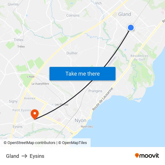 Gland to Eysins map