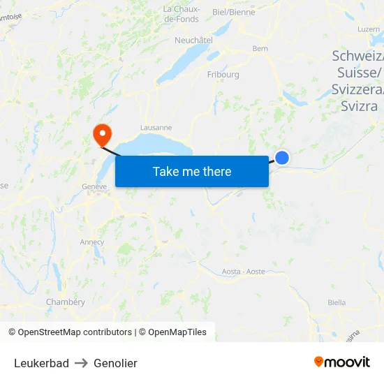 Leukerbad to Genolier map