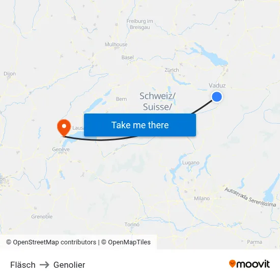 Fläsch to Genolier map