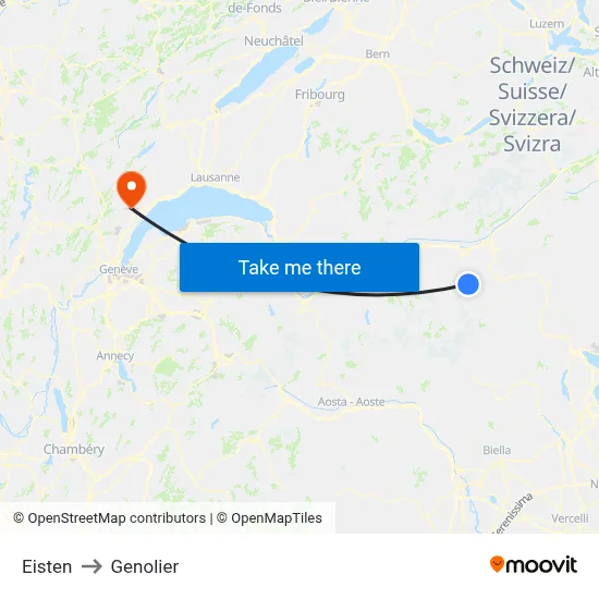 Eisten to Genolier map