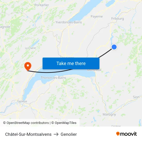 Châtel-Sur-Montsalvens to Genolier map