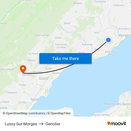 Lussy-Sur-Morges to Genolier map