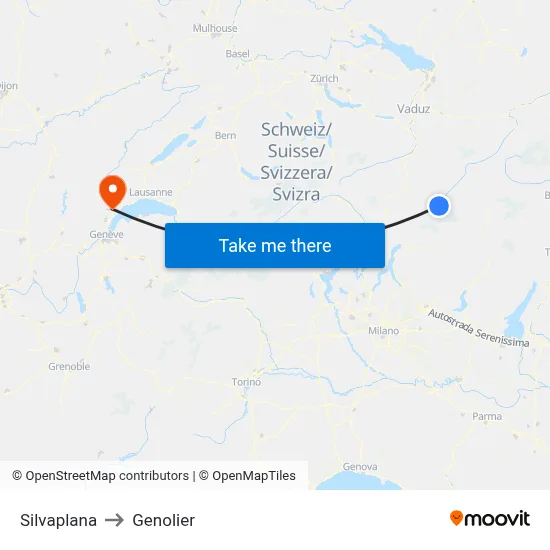 Silvaplana to Genolier map
