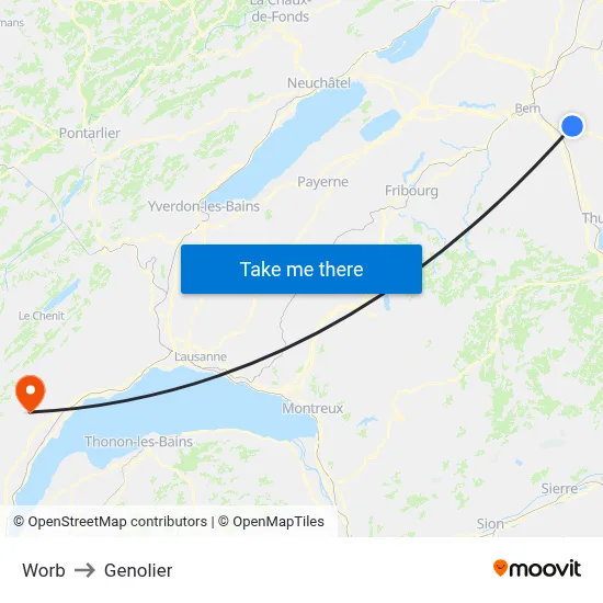 Worb to Genolier map