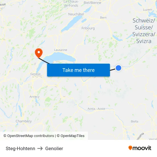 Steg-Hohtenn to Genolier map