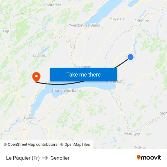 Le Pâquier (Fr) to Genolier map