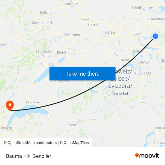 Bauma to Genolier map