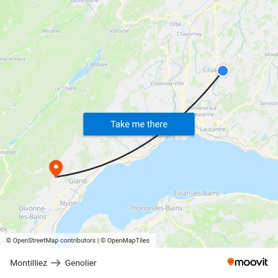 Montilliez to Genolier map