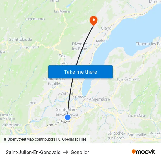 Saint-Julien-En-Genevois to Genolier map