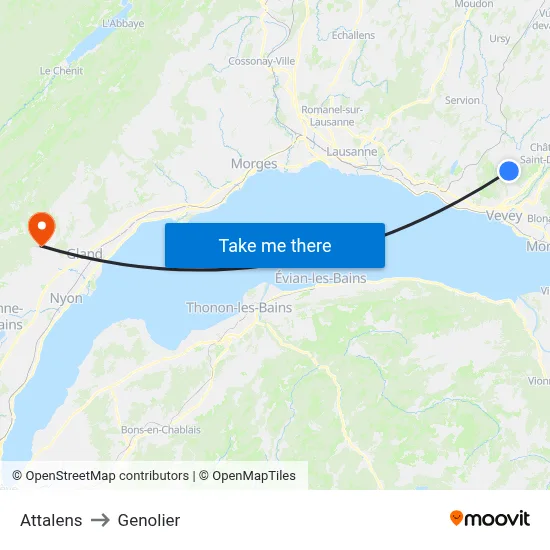 Attalens to Genolier map