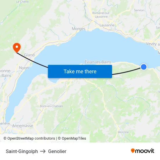 Saint-Gingolph to Genolier map