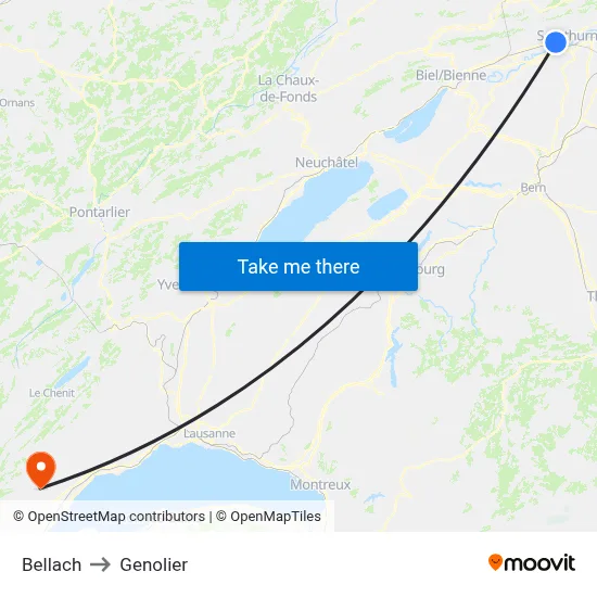 Bellach to Genolier map