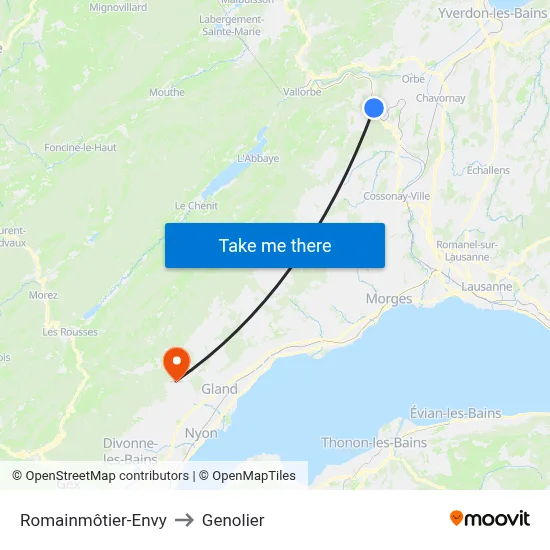 Romainmôtier-Envy to Genolier map