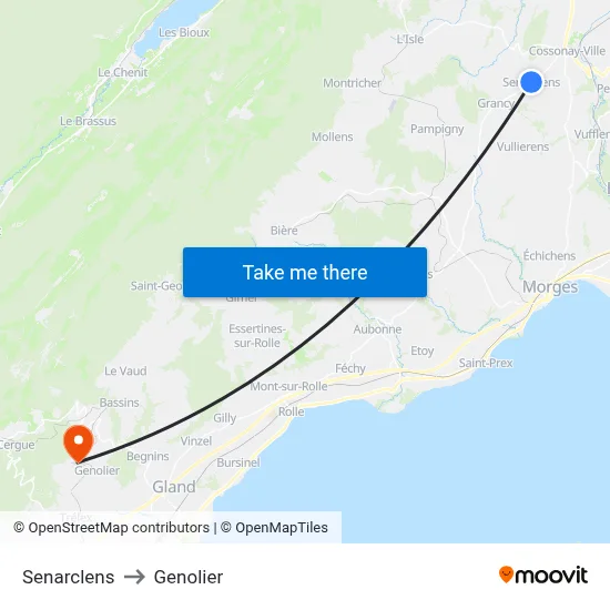 Senarclens to Genolier map