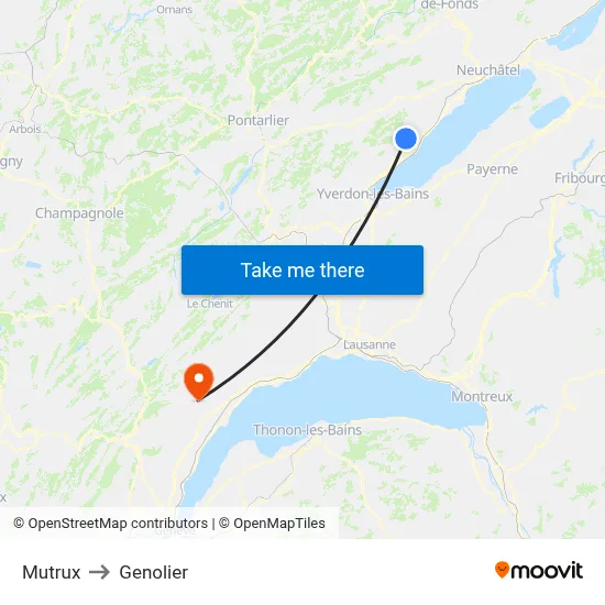 Mutrux to Genolier map