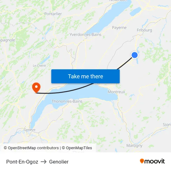 Pont-En-Ogoz to Genolier map