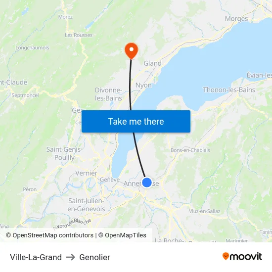 Ville-La-Grand to Genolier map