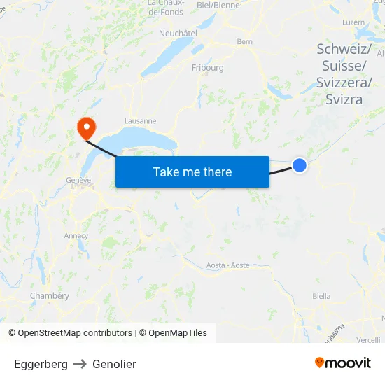 Eggerberg to Genolier map