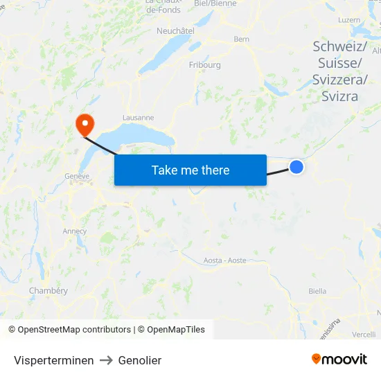 Visperterminen to Genolier map