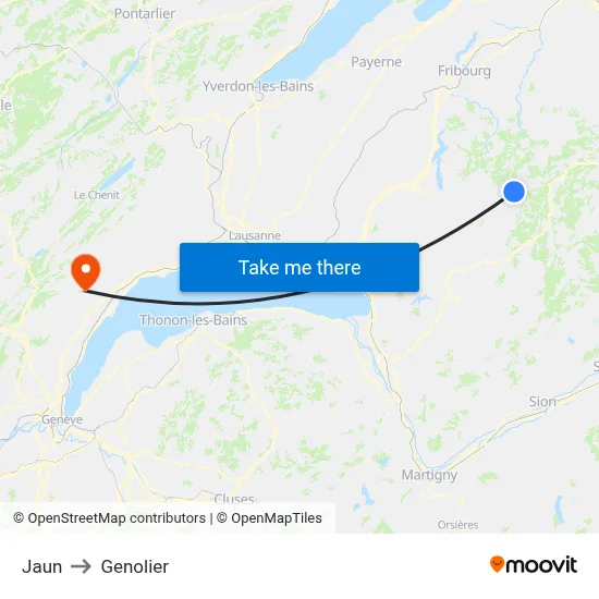Jaun to Genolier map