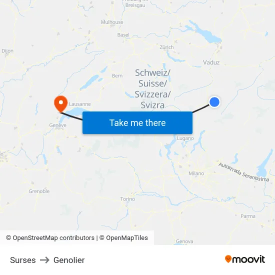 Surses to Genolier map