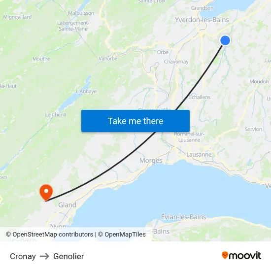 Cronay to Genolier map