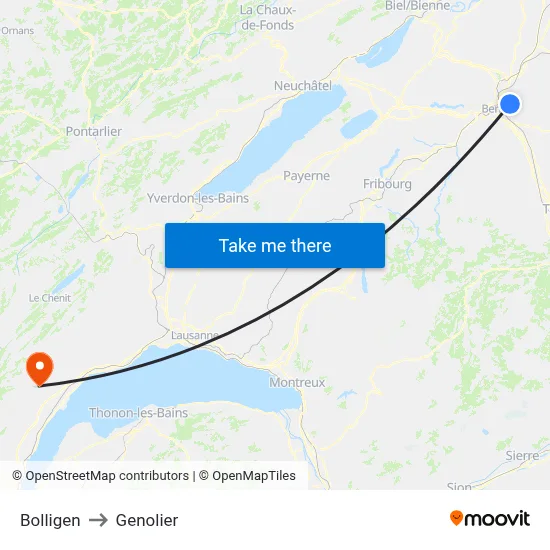 Bolligen to Genolier map