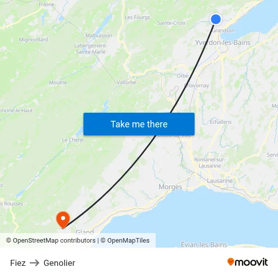 Fiez to Genolier map