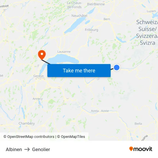 Albinen to Genolier map