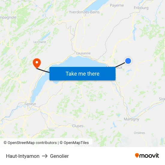 Haut-Intyamon to Genolier map