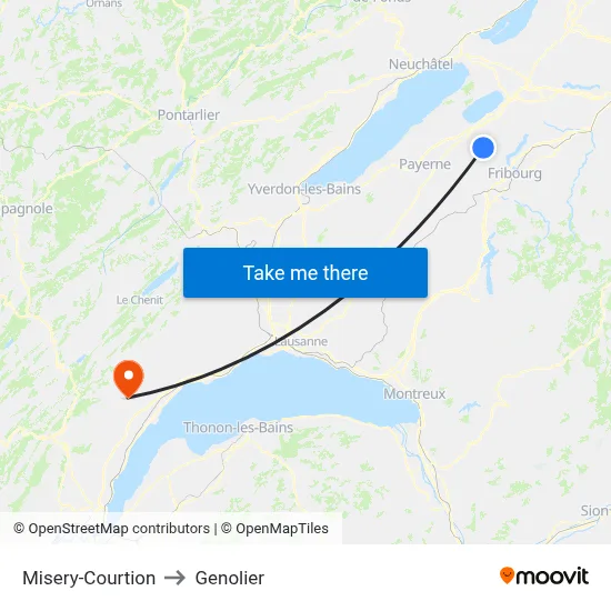 Misery-Courtion to Genolier map