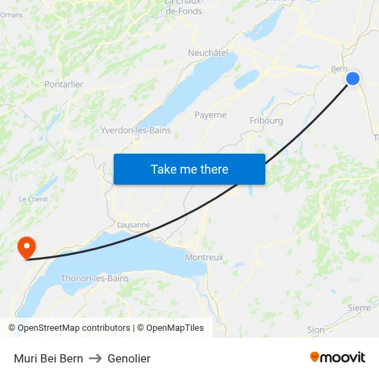 Muri Bei Bern to Genolier map