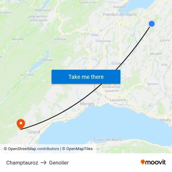 Champtauroz to Genolier map