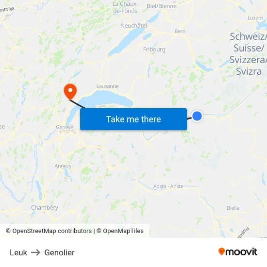 Leuk to Genolier map