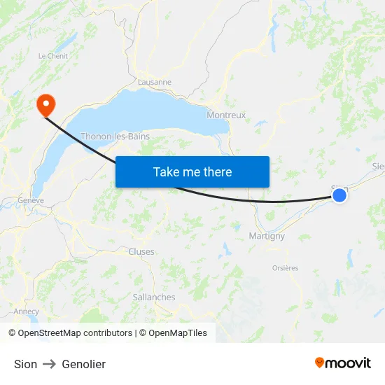Sion to Genolier map