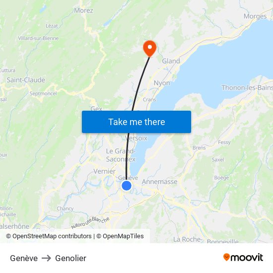 Genève to Genolier map