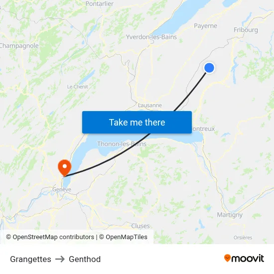 Grangettes to Genthod map