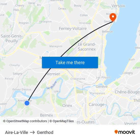 Aire-La-Ville to Genthod map