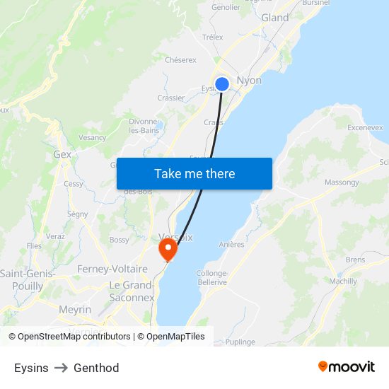 Eysins to Genthod map