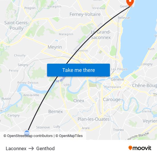 Laconnex to Genthod map