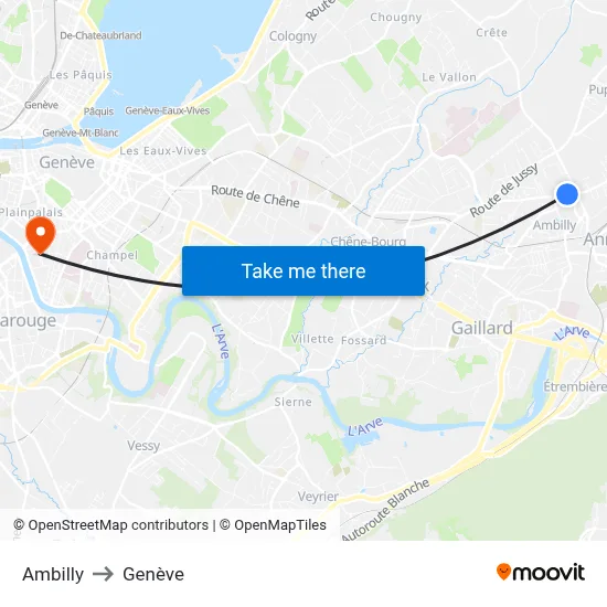 Ambilly to Genève map